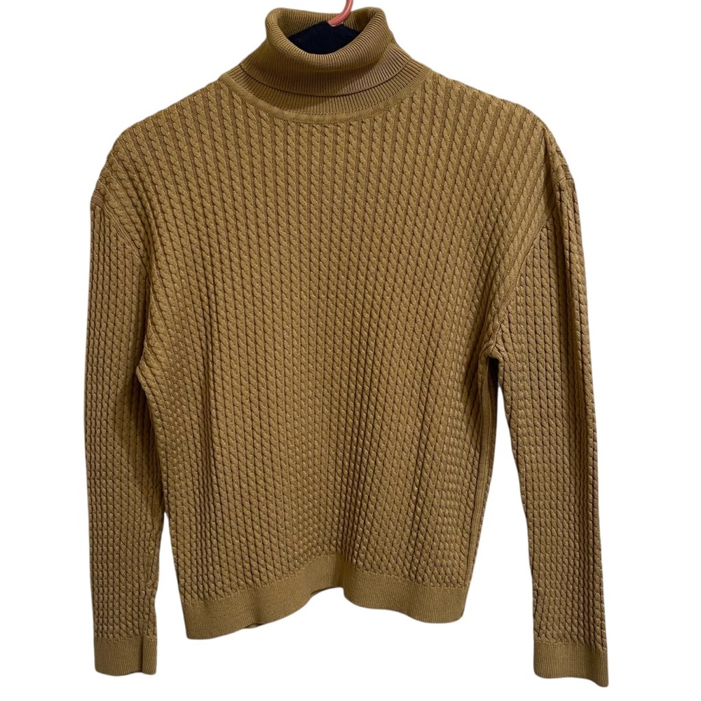 Barry Bricken Vintage Camel Cable Knit Turtle Neck Silk Size Medium